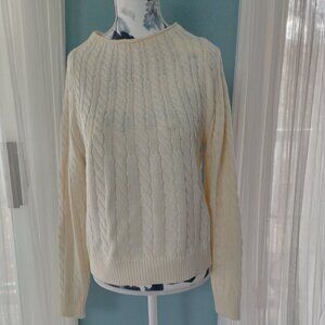 Cotton-Blend Cable Knit Sweater NWOT